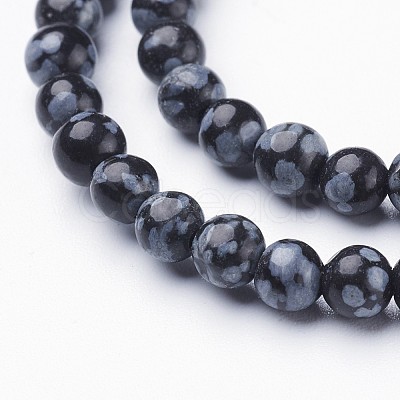 Natural Snowflake Obsidian Beads Strands X-GSR4mmC009-1