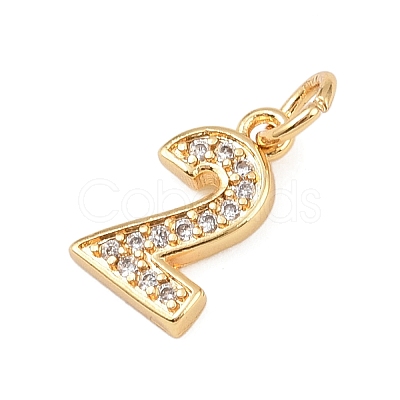Brass Micro Pave Clear Cubic Zirconia Charms KK-G544-04G-02-1