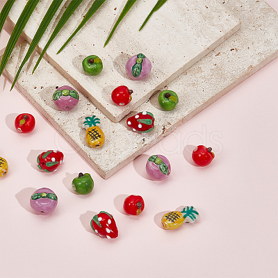 25Pcs 5 Styles Handmade Porcelain Beads PORC-PA0001-52-1