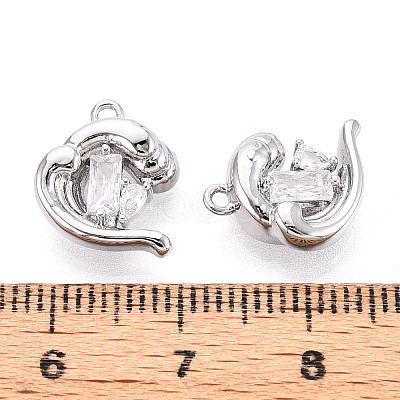 Brass Micro Pave Clear Cubic Zirconia Charms KK-N267-18P-1