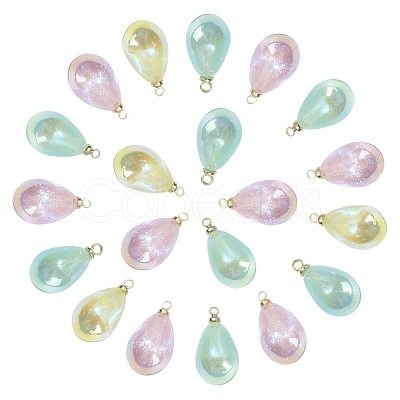 40Pcs 4 Colors Rainbow Iridescent Plating Acrylic Pendants MACR-CJ0001-59-1