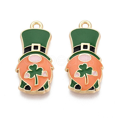 Saint Patrick's Day Alloy Enamel Pendants ENAM-T024-37A-G-1