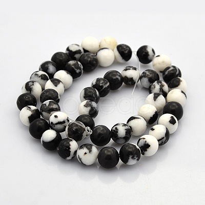 Round Natural Zebra Jasper Gemstone Beads Strands G-N0120-31-8mm-1