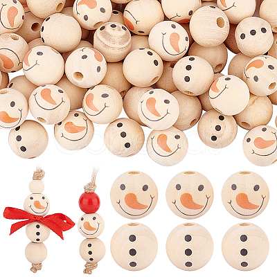 80Pcs 2 Styles Natural Wood European Beads WOOD-PH0002-72B-1