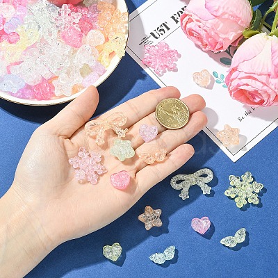 180Pcs 6 Styles Transparent Crackle Acrylic Beads OACR-YW0004-30-1