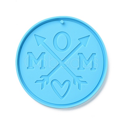 DIY Mother's Day Theme Flat Round Pendant Silicone Molds SIMO-H010-02G-1
