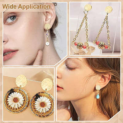 32Pcs 8 Style Ion Plating(IP) 201/304 Stainless Steel Stud Earring Findings STAS-ME0001-39G-1