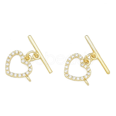 Brass Micro Pave Clear Cubic Zirconia Toggle Clasps KK-N259-03-1