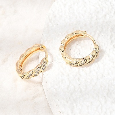 Twist Brass Micro Pave Cubic Zirconia Hoop Earrings KK-CBACA55-20G-1