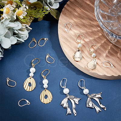 44Pcs 2 Color Brass Leverback Earring Findings KK-CN0003-05-1