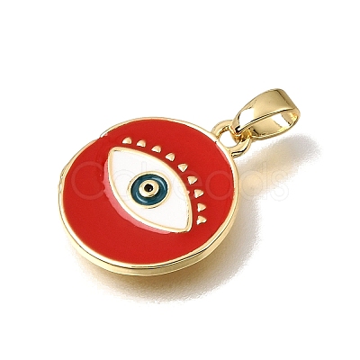 Brass with Red Enamel Pendants KK-CBAA632-05G-1