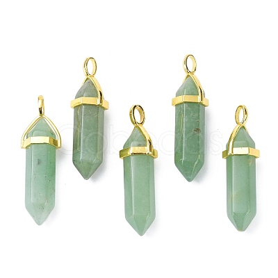 Natural Green Aventurine Pointed Pendants G-G025-01G-09-1