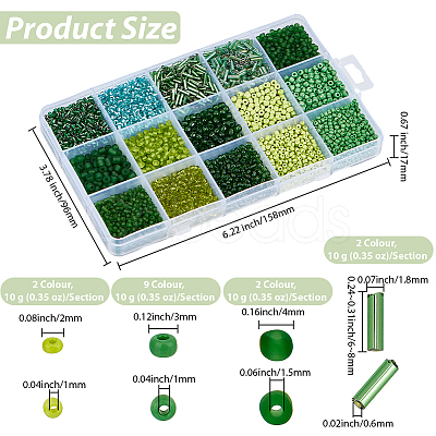 15 Styles Glass Seed & Bugle Beads SEED-PA0001-14C-1