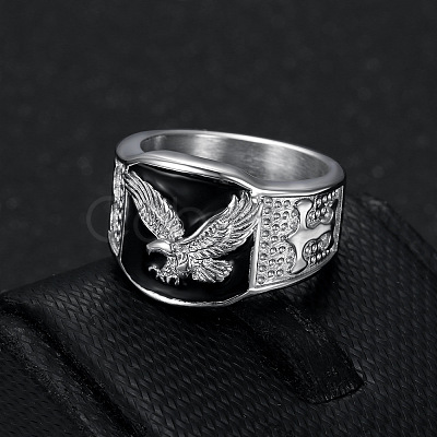 304 Stainless Steel and Enamel Finger Rings for Men FS-WG4515C-09-1