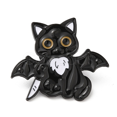 Cat with Wing & Knife Enamel Pin JEWB-H013-03EB-04-1