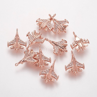 Brass Cubic Fighter Airplane Zirconia Links ZIRC-E162-03RG-1