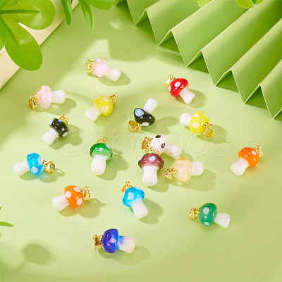 24Pcs 12 Colors Handmade Lampwork Pendants LAMP-TA0001-77-1