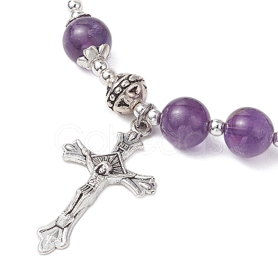 Natural Amethyst Beaded Bracelets BJEW-TA00564-01-1