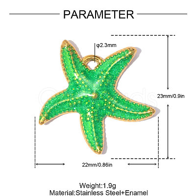 304 Stainless Steel with Enamel Pendants SA-OY003-29G-02-1