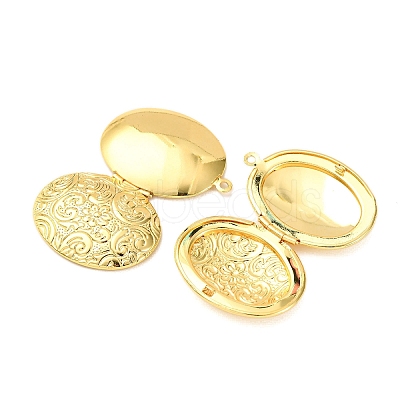 Brass Oval Locket Pendants KK-B156-02G-1