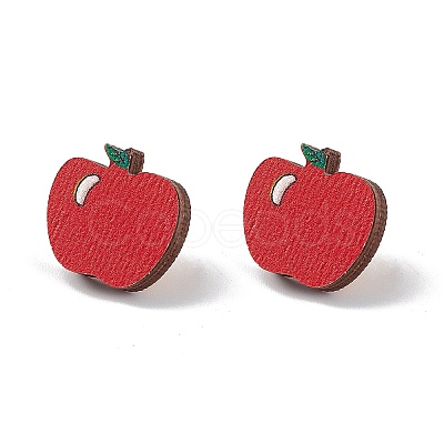Natual Wood Easter Stud Earrings EJEW-C013-02G-1