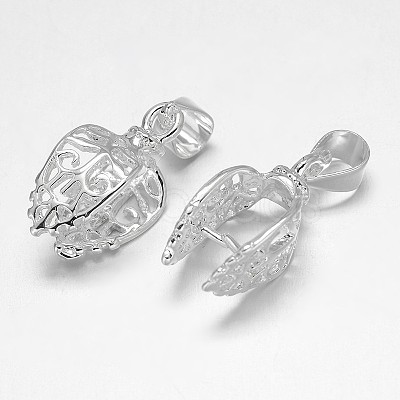 Filigree Leaf Rack Plating Brass Pendant Pinch Bails X-KK-L102-16S-1