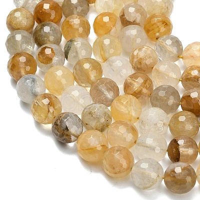 Grade A Natural Yellow Hematoid Quartz Beads Strands G-L642-F04-12mm-1