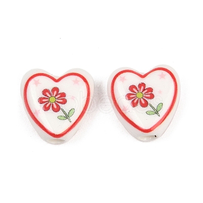 Floral Printed Porcelain Beads PORC-A033-01A-1