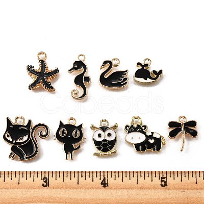 18Pcs 9 Styles Alloy Enamel Pendants ENAM-FP0002-35-1