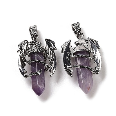 Natural Amethyst Pointed Pendants G-B042-04P-54-1