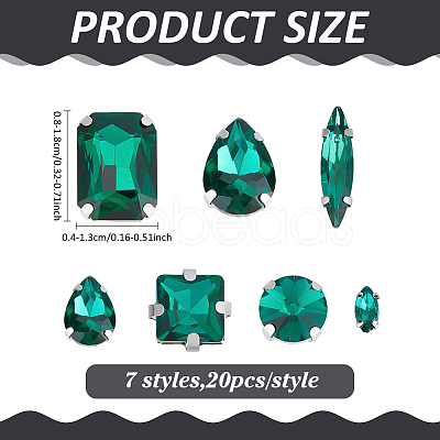 140Pcs 7 Styles Sew on Glass Rhinestone RGLA-ME0001-02-1