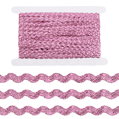 3 Rolls Polyester Glitter Wavy Fringe Trim Ribbon OCOR-GF0004-45A-1