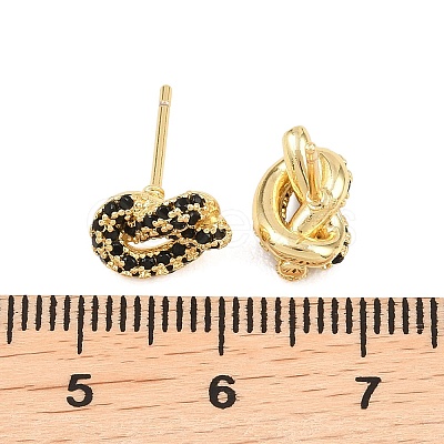 knot Brass Micro Pave Cubic Zirconia Stud Earrings EJEW-C174-01G-1