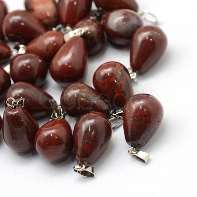Teardrop Natural Red Rainbow Jasper Pendants G-Q435-19-1