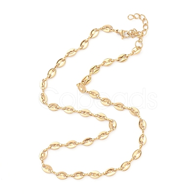 PVD Vacuum Plating 304 Stainless Steel Coffee Bean Chain Necklaces NJEW-O123-01G-1