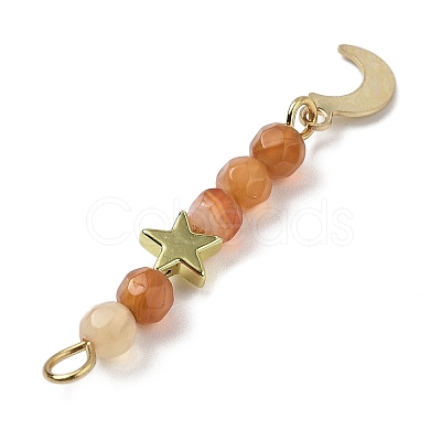 3Pcs 3 Styles Natural Carnelian Faceted Round Beaded Pendants PALLOY-JF03604-01-1