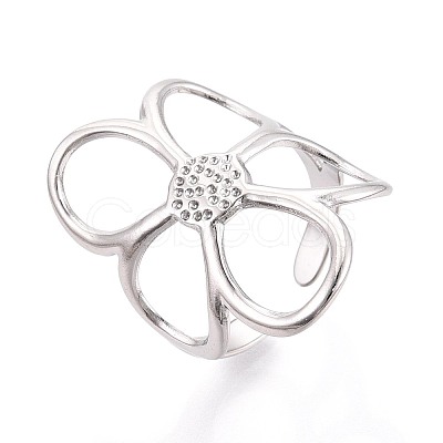Adjustable 304 Stainless Steel Cuff Rings for Women RJEW-N052-22P-1