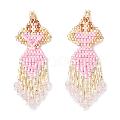 Glass Seed Beaded Angel Pendants PALLOY-MZ0089296-03-1