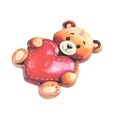 Valentine's Day Opaque Printed Acrylic Pendants OACR-A045-06I-1