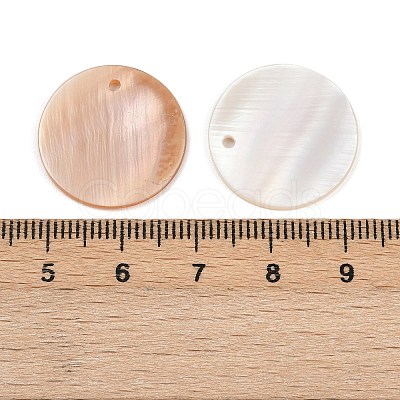 Dyed Natural Flat Round Shell Pendant SHEL-P003-06A-1
