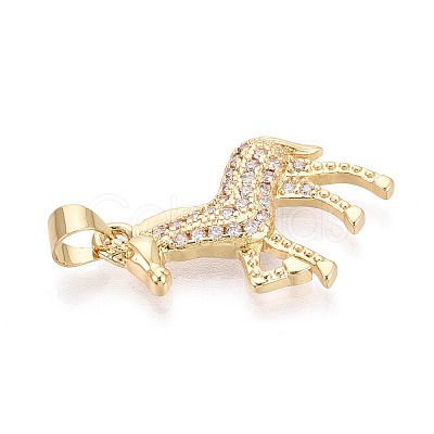 Brass Micro Pave Clear Cubic Zirconia Pendants KK-T080-11G-1