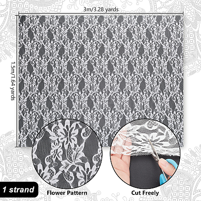 Flower Pattern Nylon Lace Fabric OCOR-WH0092-20A-1