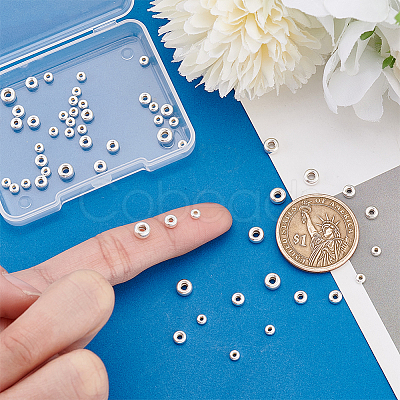 60Pcs Rondelle 925 Sterling Silver Spacer Beads STER-PH0003-08-1