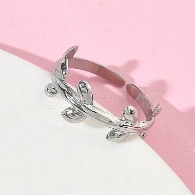 304 Stainless Steel Cuff Open Rings for Women RJEW-L341-02F-P-1