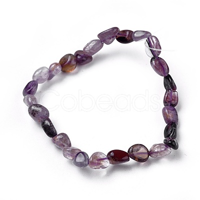 Natural Auralite Bead Stretch Bracelets BJEW-K213-63-1