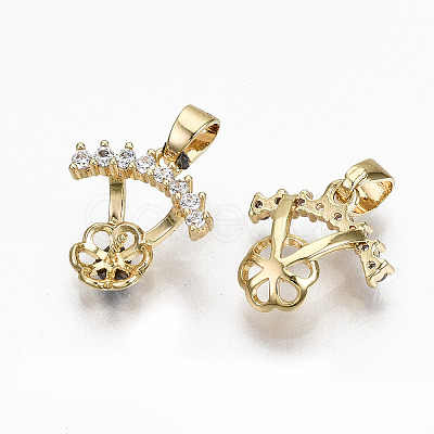 Brass Micro Pave Clear Cubic Zirconia Peg Bails Charms KK-R117-012-NF-1