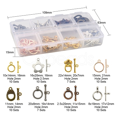 74Set 8 Style Tibetan Style Alloy Toggle Clasps FIND-YW0001-38-1