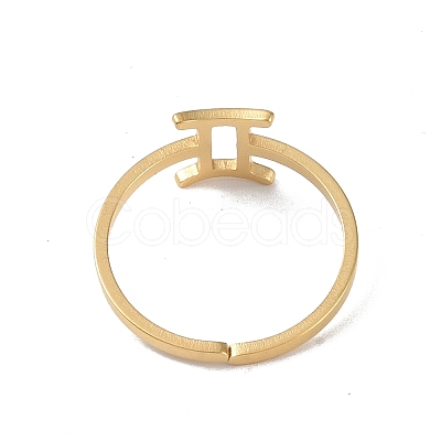 Real 18K Gold Plated 304 Stainless Steel Adjustable Finger Ring LS-RJEW-L115-01G-06-1