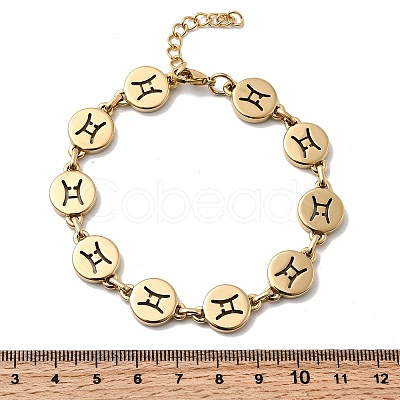 12 Constellations 304 Stainless Steel Link Chain Bracelets BJEW-I239-01G-09-1