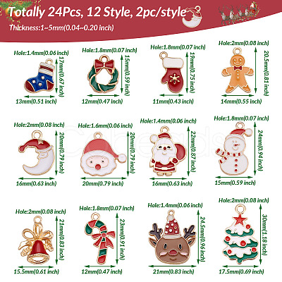 24Pcs 12 Style Alloy Enamel Pendants FIND-CW0001-18-1